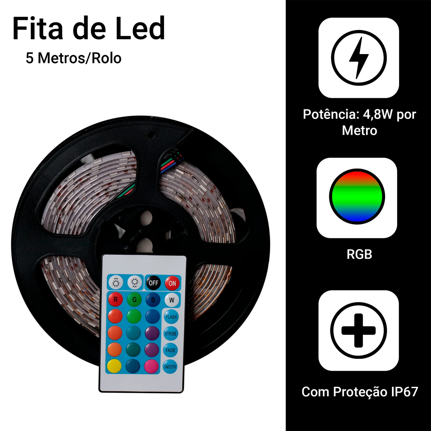 5050 Fita de Led RGB 5 metros Ip65